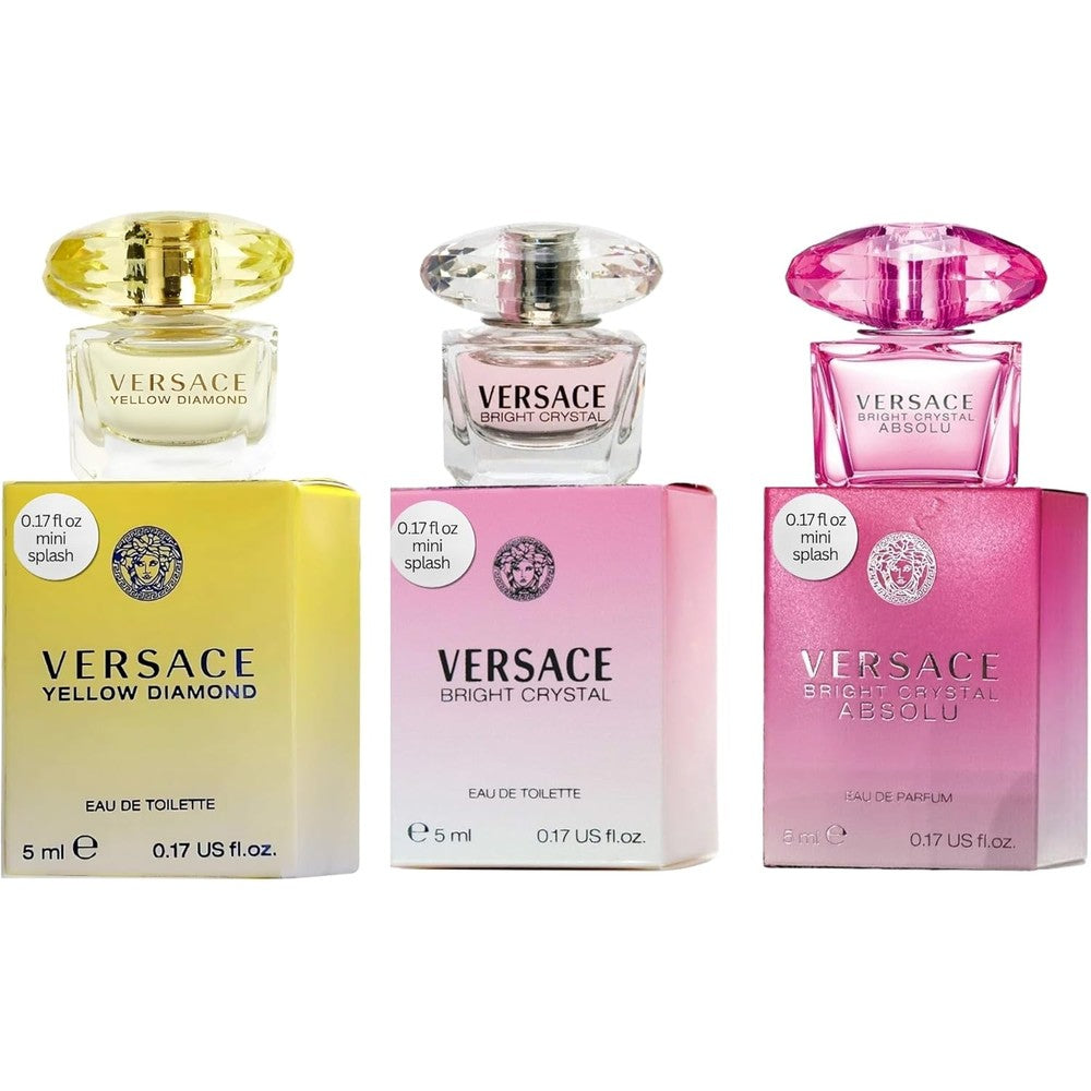 Versace perfume gift set for women mini variety trio collection front view box