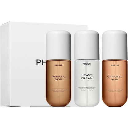 Phlur Sweet Skin Trio set front view showing three travel size bottles