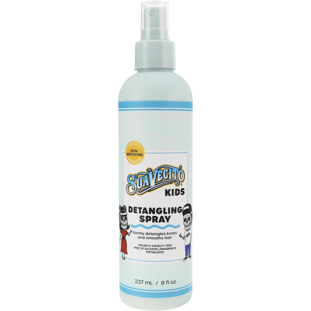 Suavecito Kids Detangling Spray 8 Fluid Ounce front view bottle for tear free children hair care