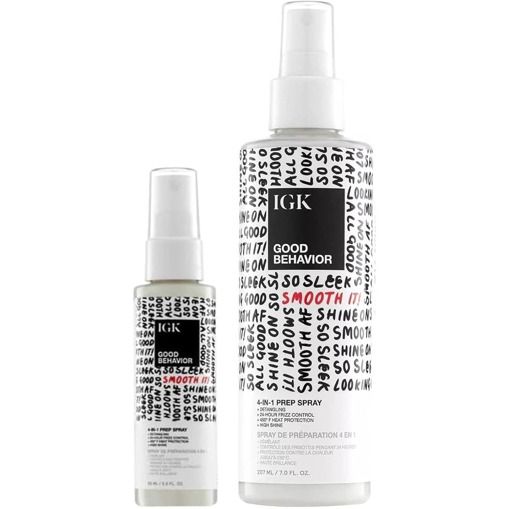 IGK Good Behavior 4-in-1 Prep Spray full size and travel bottle value pack front view
