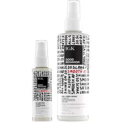 IGK Good Behavior 4-in-1 Prep Spray full size and travel bottle value pack front view