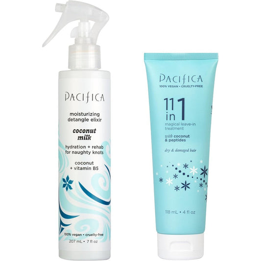 Pacifica Hair Detangler Spray and Leave In Conditioner Bundle front view showcase