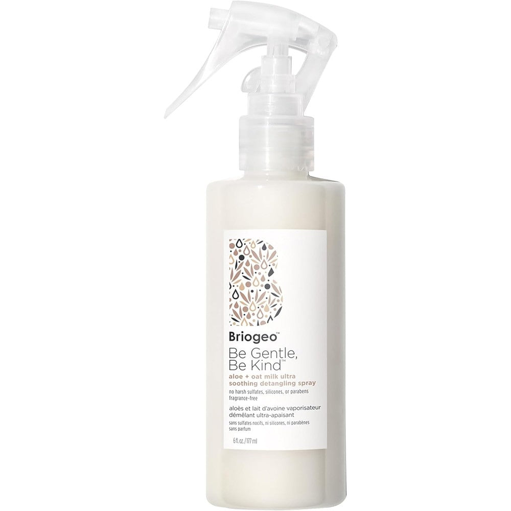 Briogeo Aloe and Oat Milk Ultra Soothing Detangling Spray front view bottle