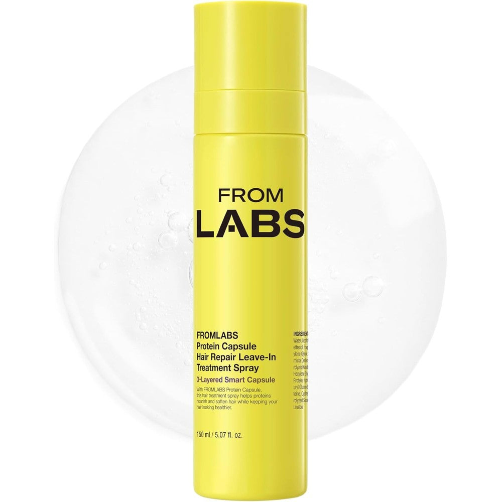 FROMLABS Protein Capsule Leave In Treatment Spray front view of yellow bottle on a clean background.