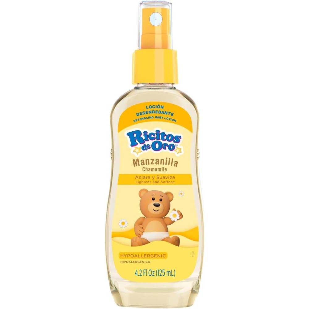 Grisi Ricitos De Oro clarifying hair lotion front view bottle with yellow pump