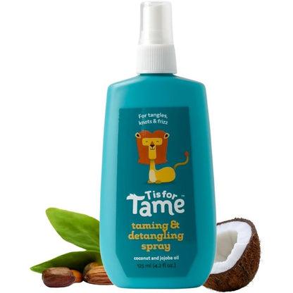 T is for Tame natural children hair taming and detangling spray front view