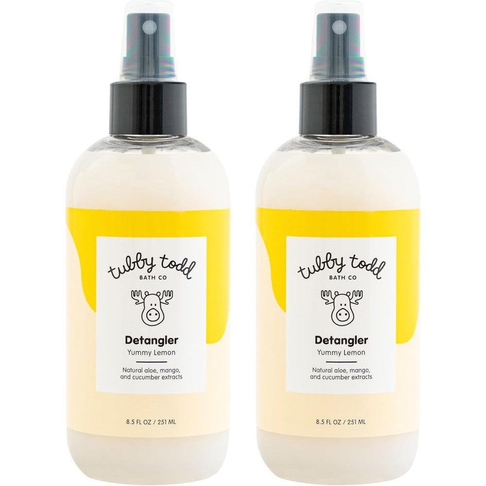 Tubby Todd Hair Detangler Spray for Kids front view pack of two bottles