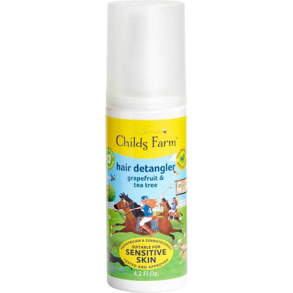 Childs Farm kids hair detangler spray front view bottle packaging