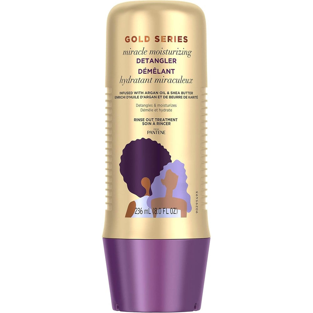 Pantene Gold Series Miracle Moisturizing Detangler front view bottle for curly hair care
