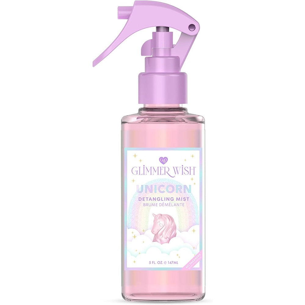 Glimmer Wish Unicorn Hair Detangler Spray front view showing purple bottle packaging