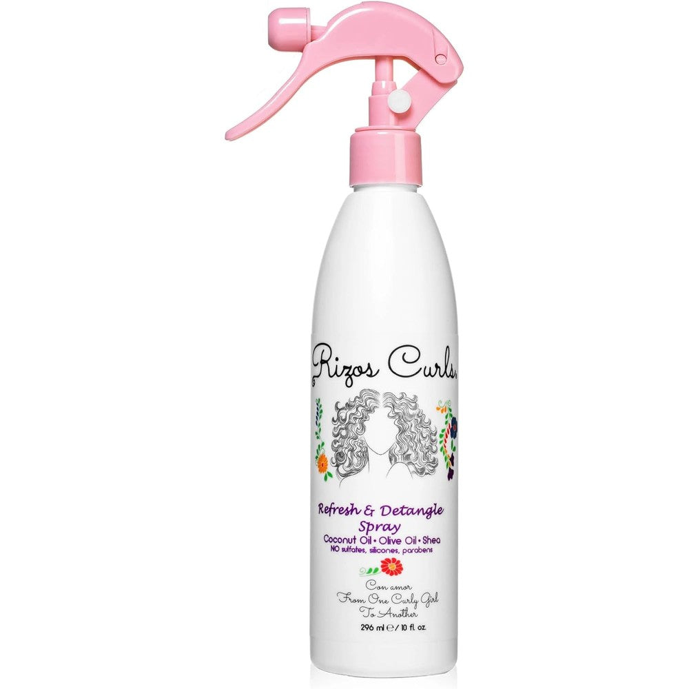 Rizos Curls Refresh And Detangle Spray front view bottle for natural curl definition