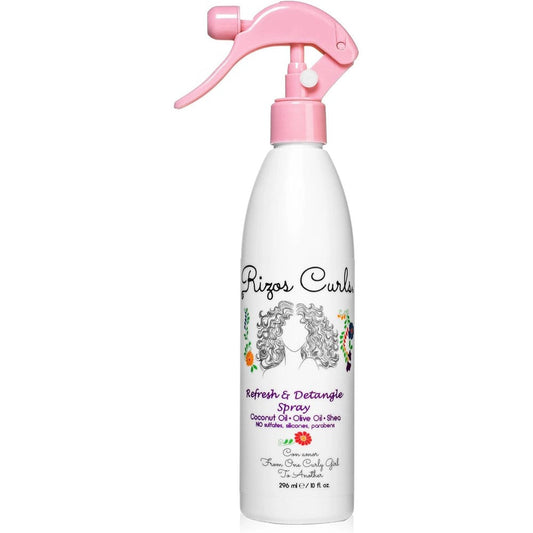 Rizos Curls Refresh And Detangle Spray front view bottle for natural curl definition