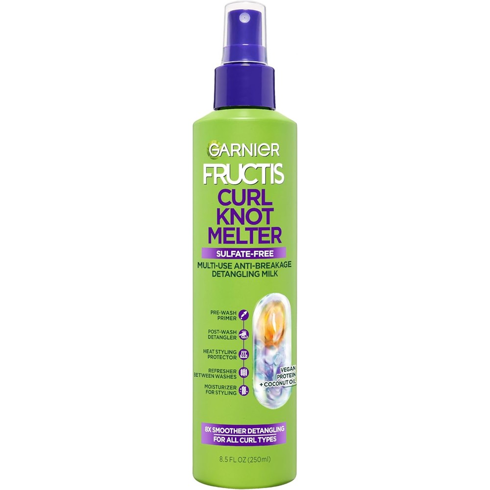Garnier Fructis Curl Knot Melter Detangling Milk front view showing packaging text and product branding