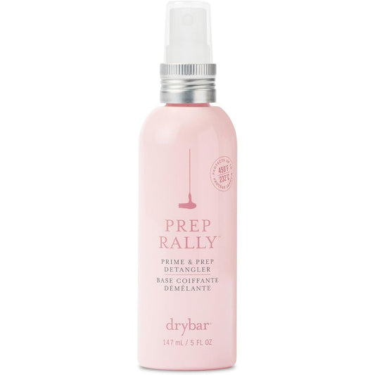 Drybar Prep Rally Prime and Prep Detangler light pink bottle front view