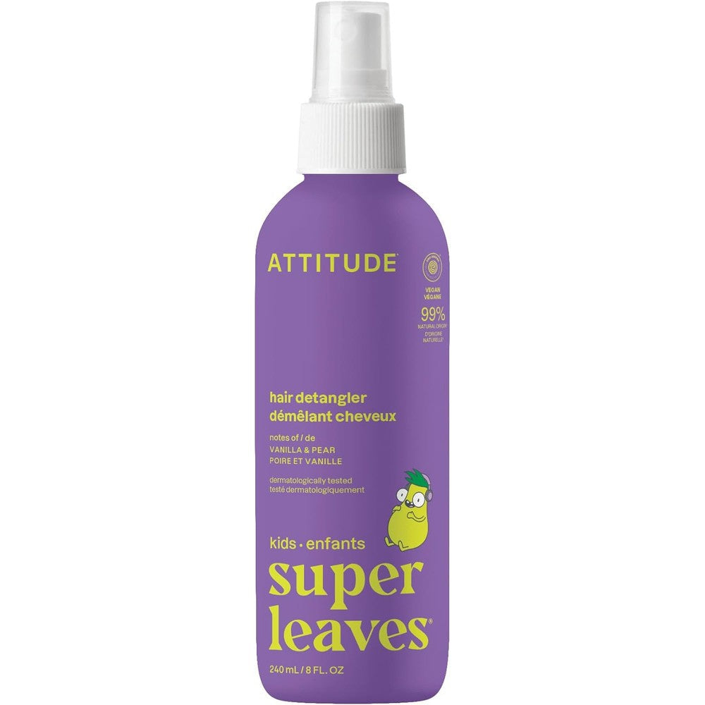 ATTITUDE Little Leaves Kids Hair Detangler Vanilla and Pear front view bottle