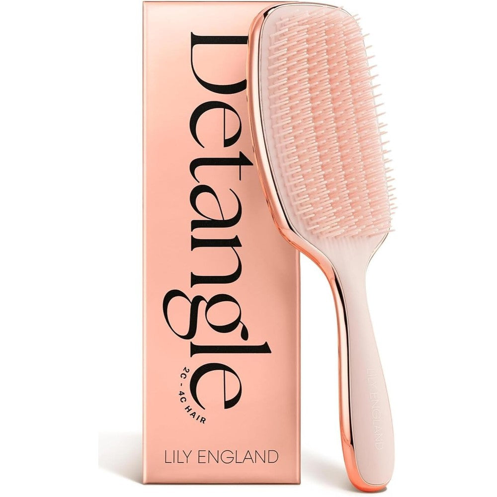 Lily England detangling and styling brush front view in rose gold
