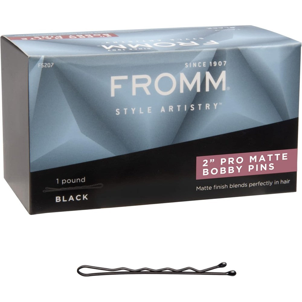 Fromm Style Artistry matte black bobby pins front view box packaging