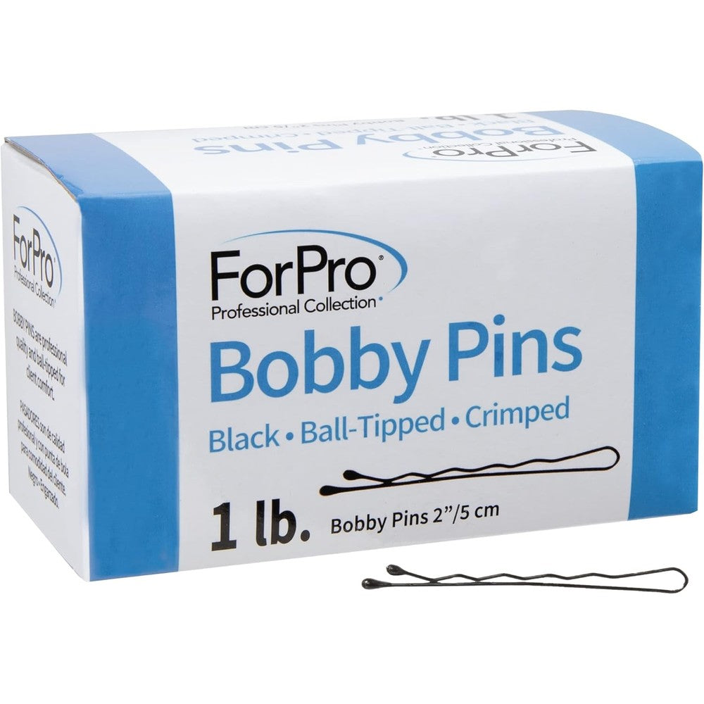 ForPro Professional Collection Bobby Pins front view premium black hair pins