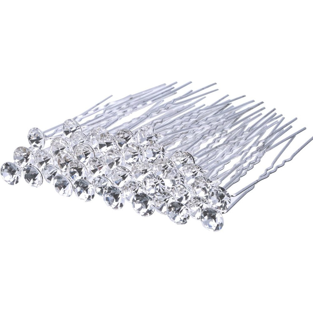 eBoot bridal wedding rhinestone hair pins 40 pack front view showcasing sparkling crystal tops.