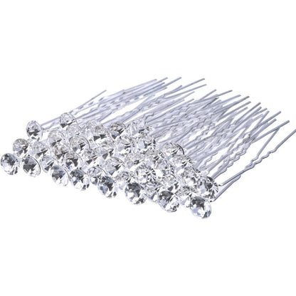 eBoot bridal wedding rhinestone hair pins 40 pack front view showcasing sparkling crystal tops.