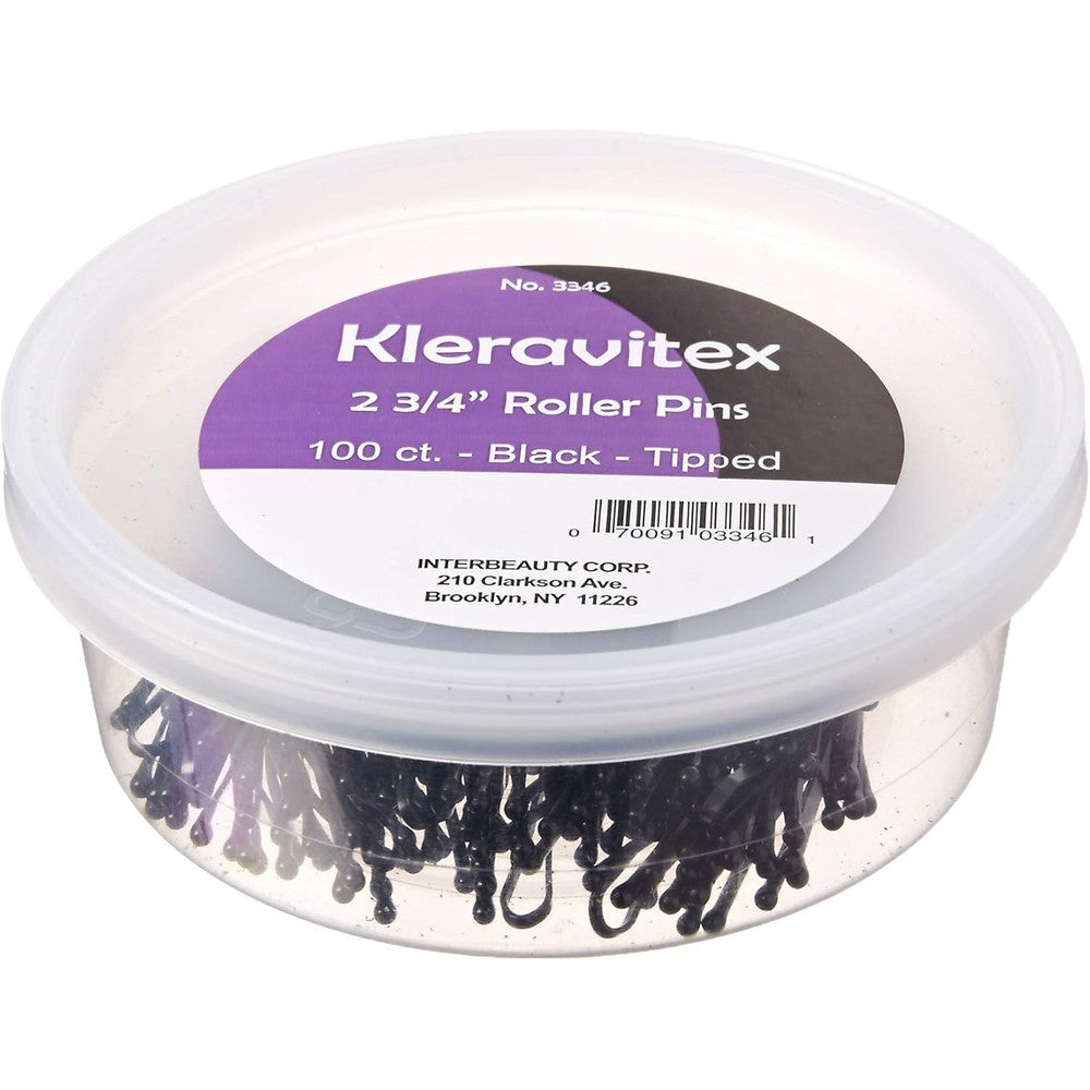 Kleravitex Black Jumbo Bobby Hair Pins tub front view packaging