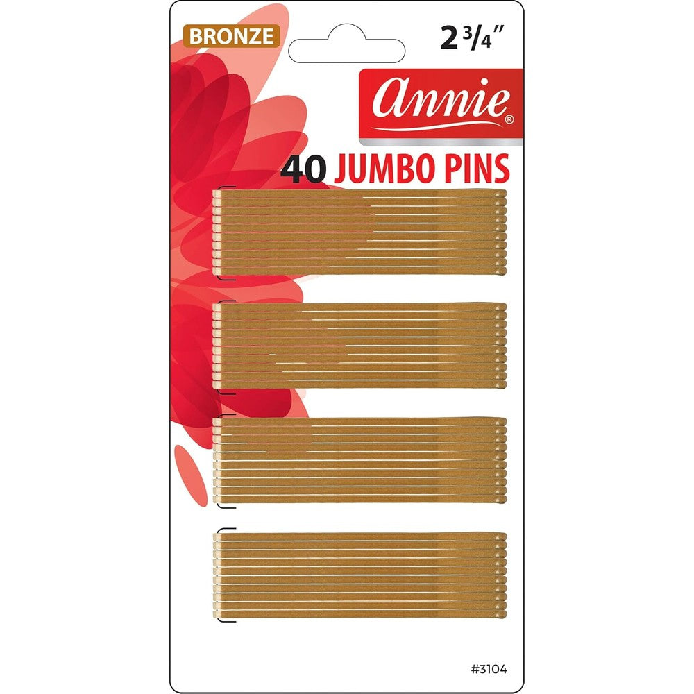 Annie Roller Pins 2 3/4 Inch Jumbo Bob Hair Pins In Bronze Color 40 Count Set For Professional Hair Styling And Setting Curls - Image 1