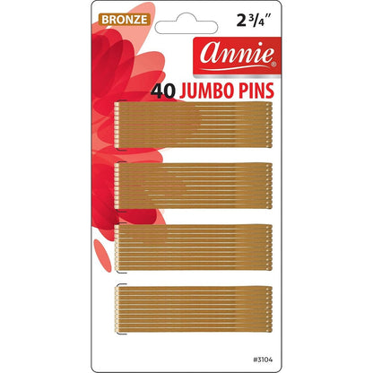 Annie Roller Pins 2 3/4 Inch Jumbo Bob Hair Pins In Bronze Color 40 Count Set For Professional Hair Styling And Setting Curls - Image 1