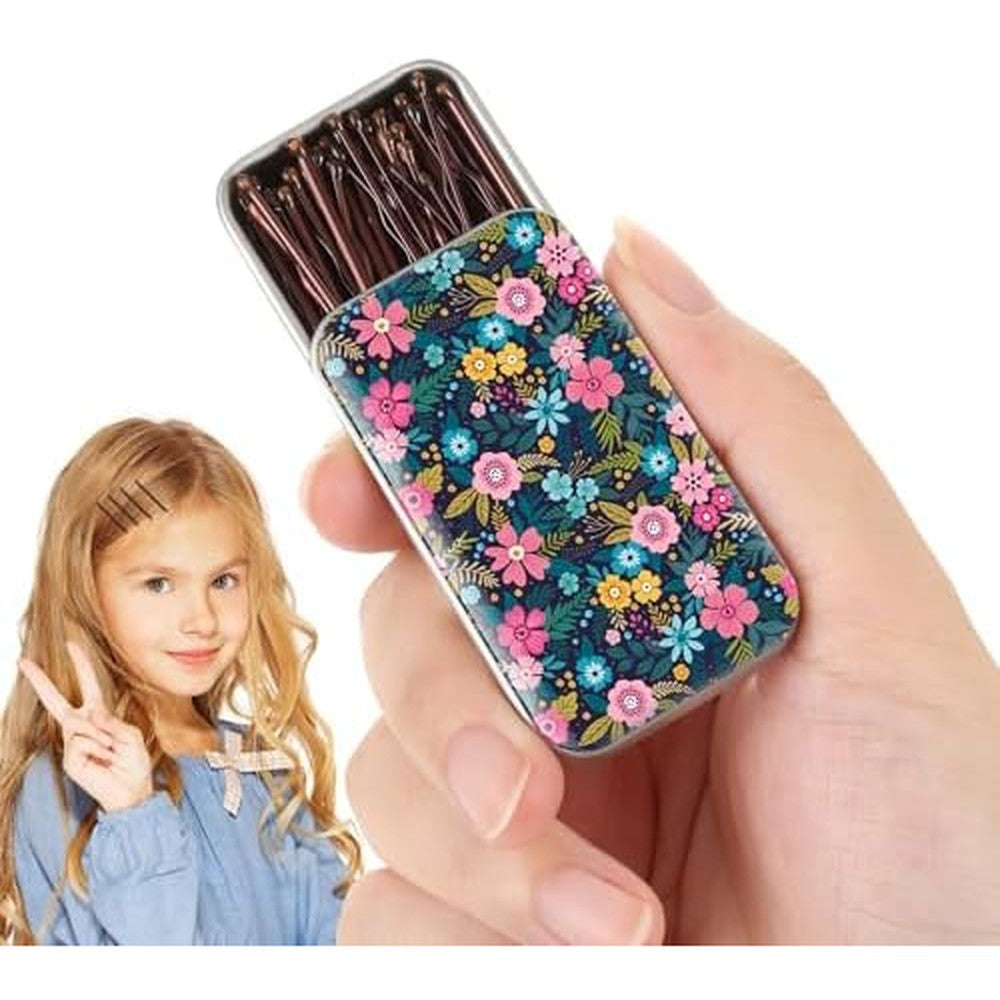 DySaLic mini bobby pins premium brown hair clips front view