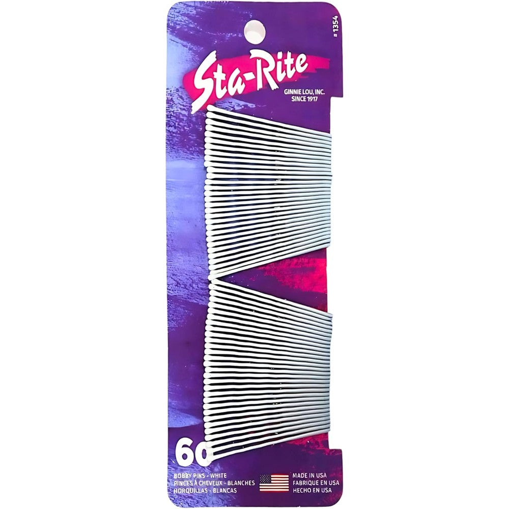 Sta-Rite White Bobby Pins 60 count pack front view