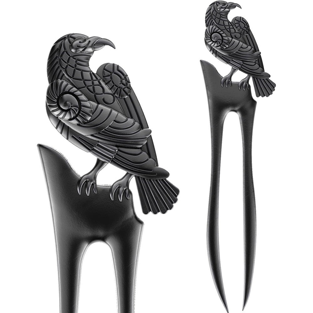 Myaroma Findings Viking raven hair prong forks front view premium gothic hair accessories