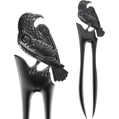 Myaroma Findings Viking raven hair prong forks front view premium gothic hair accessories