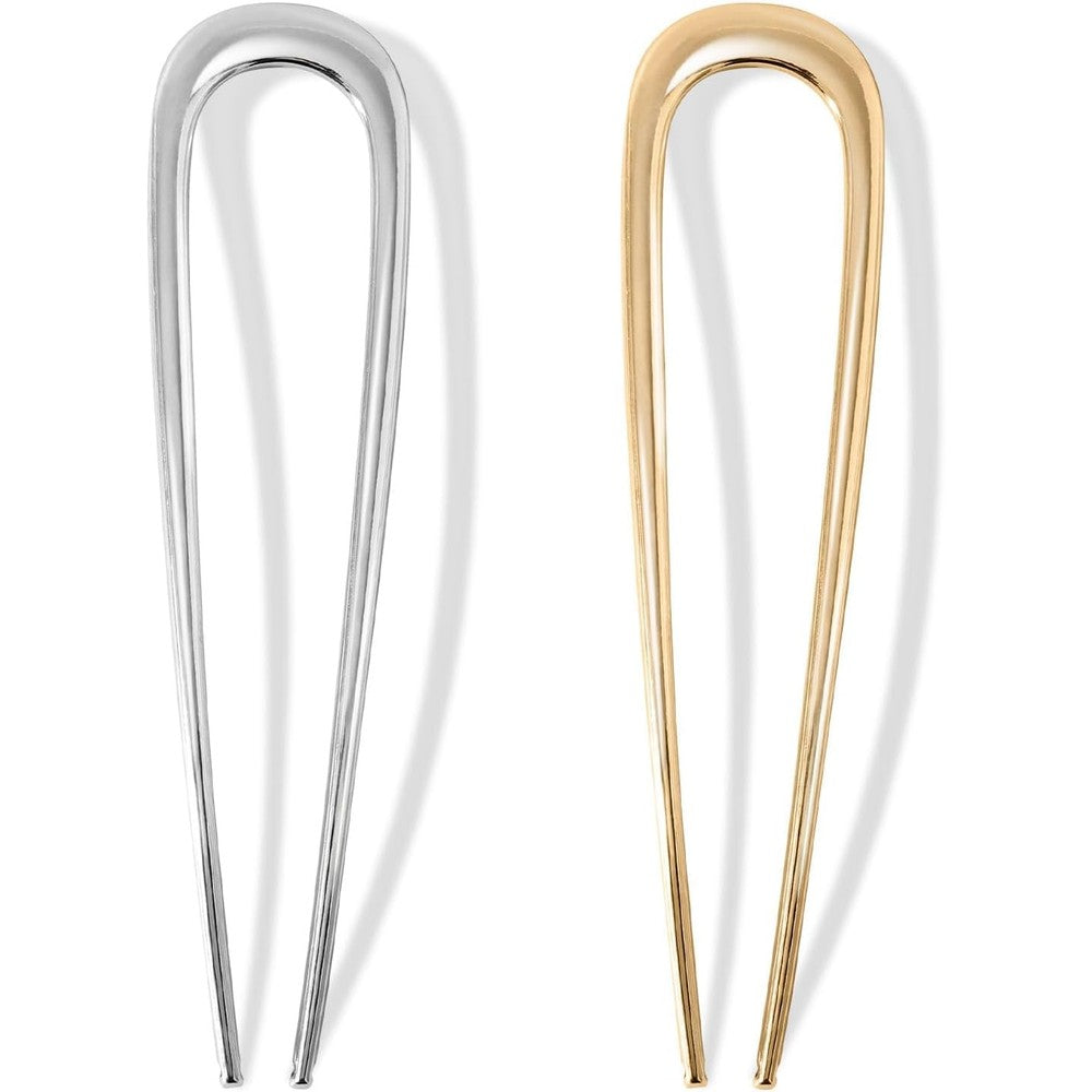NZOZKOEX French hair pins front view displaying gold and silver metal finishes.