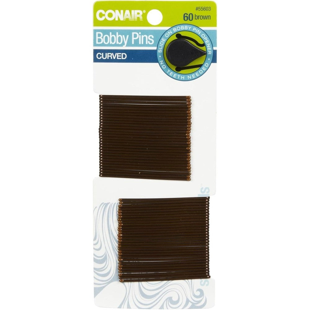 Conair Curve Bobby Pins brown 60 count front view packaging