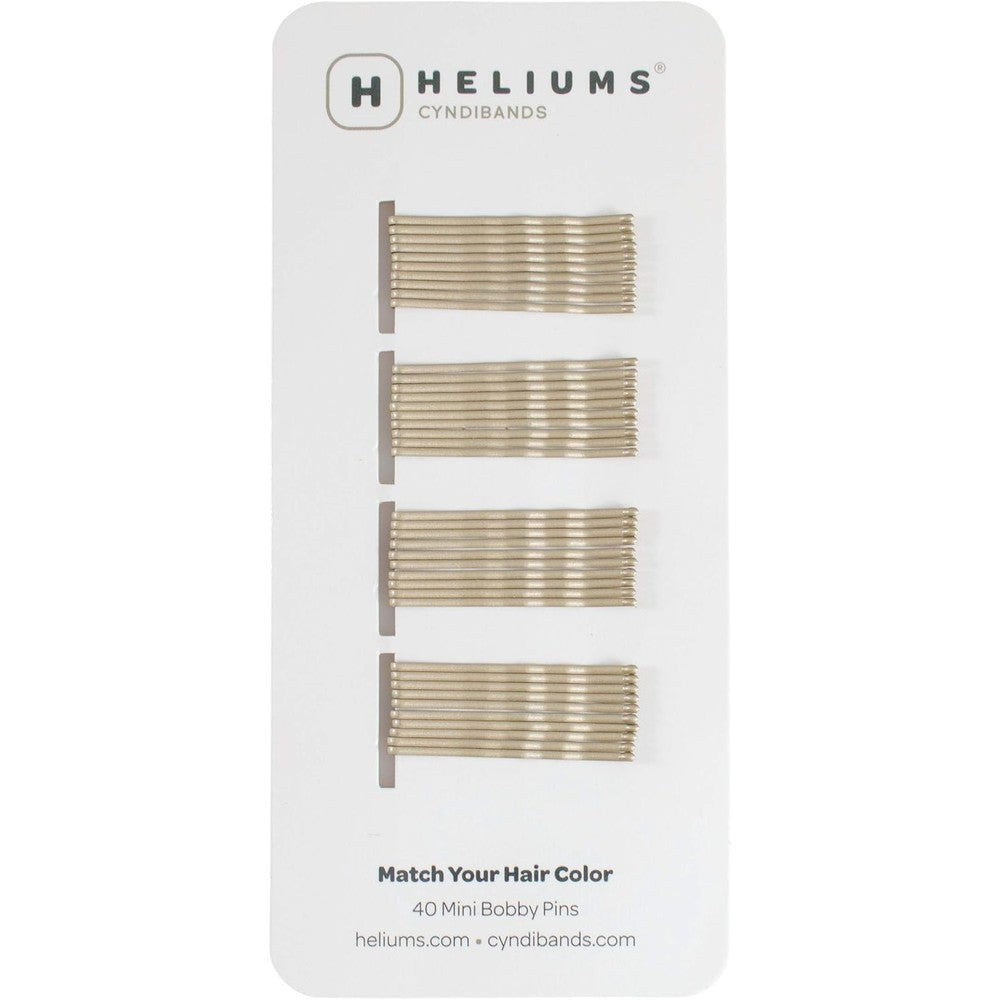 Heliums mini bobby pins front view of forty pack premium ash blonde hair accessories