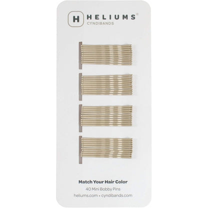 Heliums mini bobby pins front view of forty pack premium ash blonde hair accessories