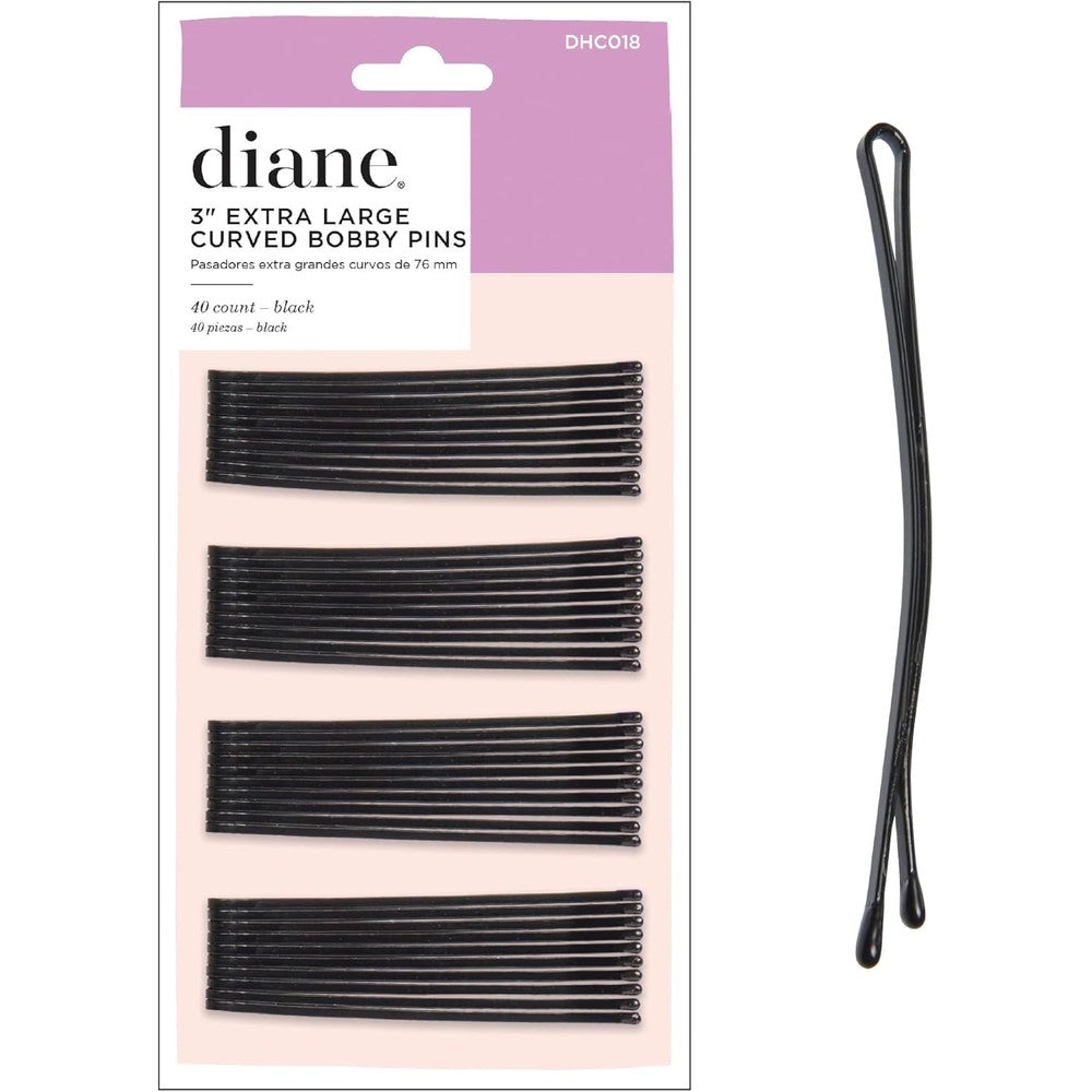 Diane Fromm 3 inch curved jumbo bobby pins black front view pack packaging