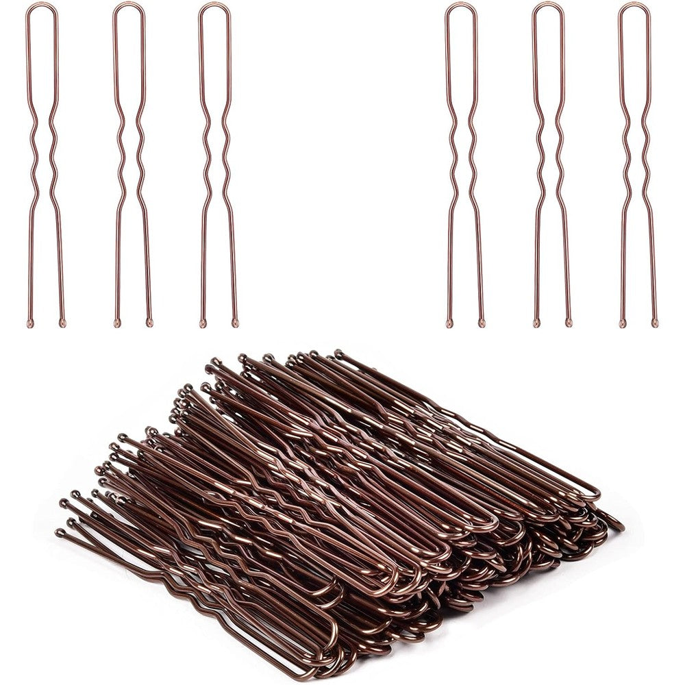 IKOCO U Shaped Hair Pins front view of brown bun styling accessories package