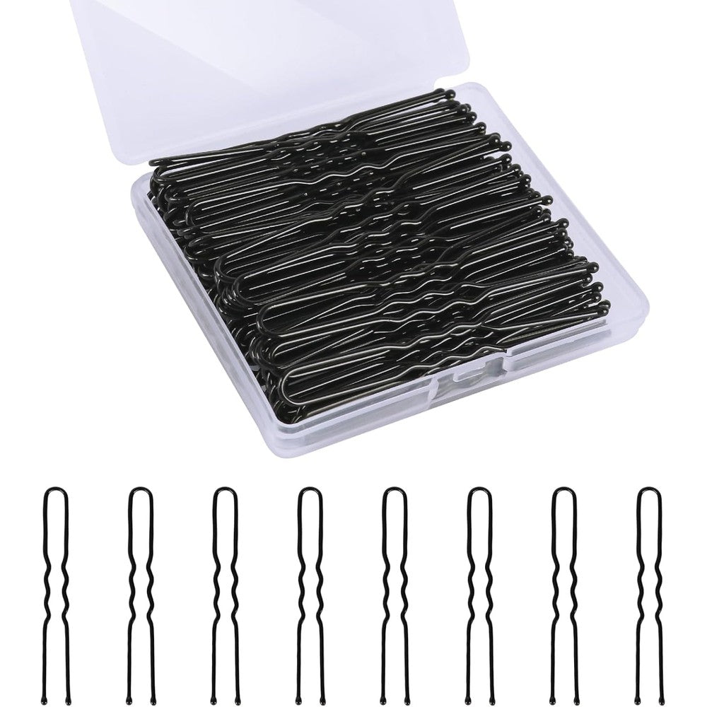 DySaLic U Shaped Hair Pins black premium metal styling pins front view for secure hair buns