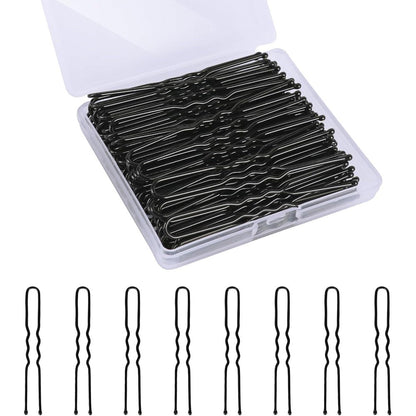 DySaLic U Shaped Hair Pins black premium metal styling pins front view for secure hair buns
