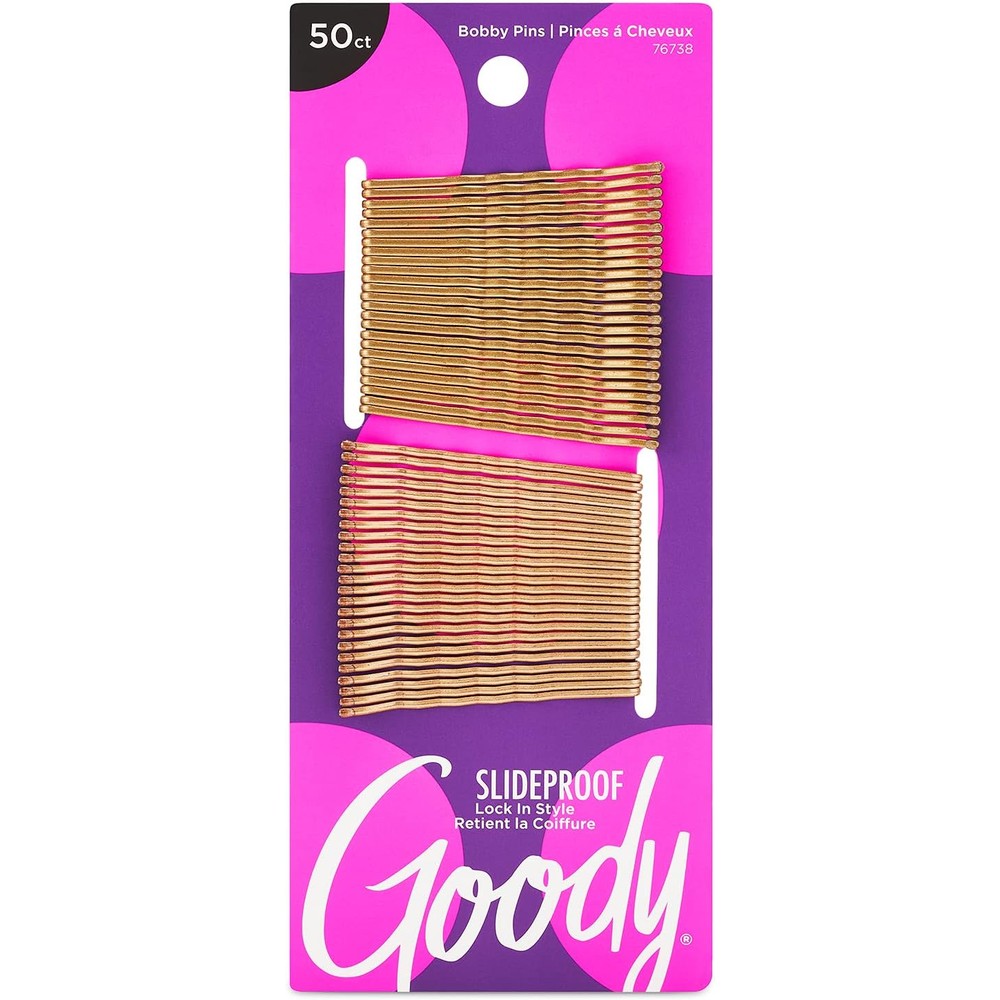 Goody SlideProof bobby pins metallic blonde front view packaging