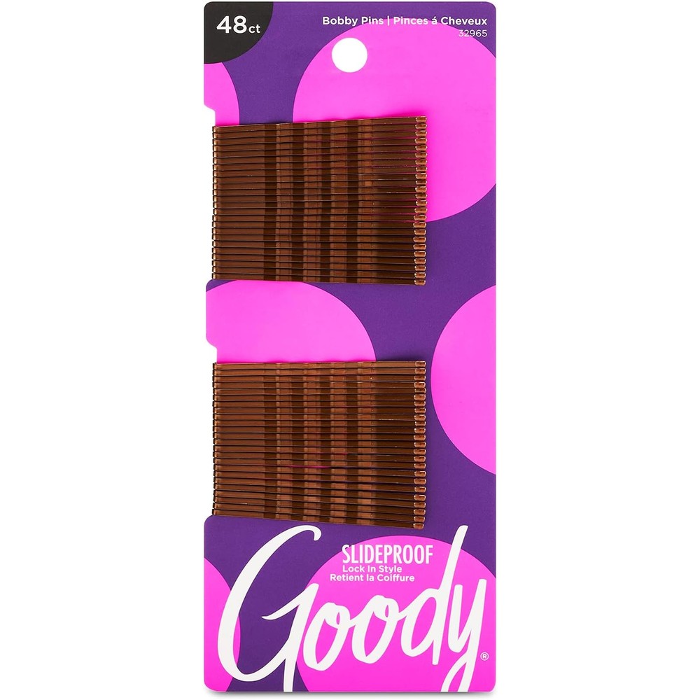 Goody SlideProof Bobby Pins brunette brown front view