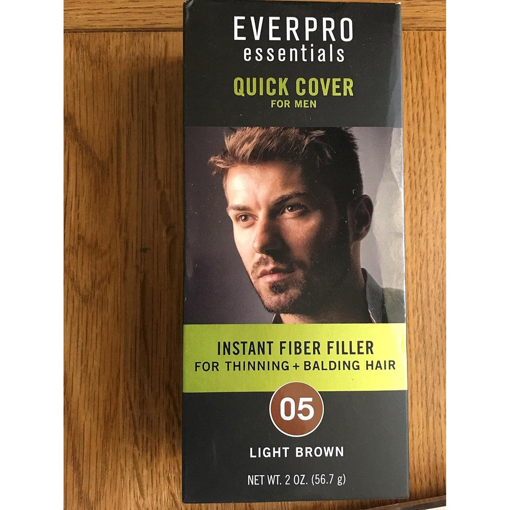 Everpro Essentials Quick Cover for Men Instant Fiber Filler Light Brown three pack front view hair thickening spray