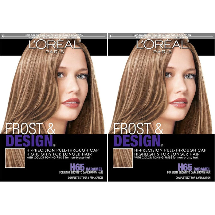 L'Oreal Paris Frost And Design Caramel Hair Highlights Kit front box view