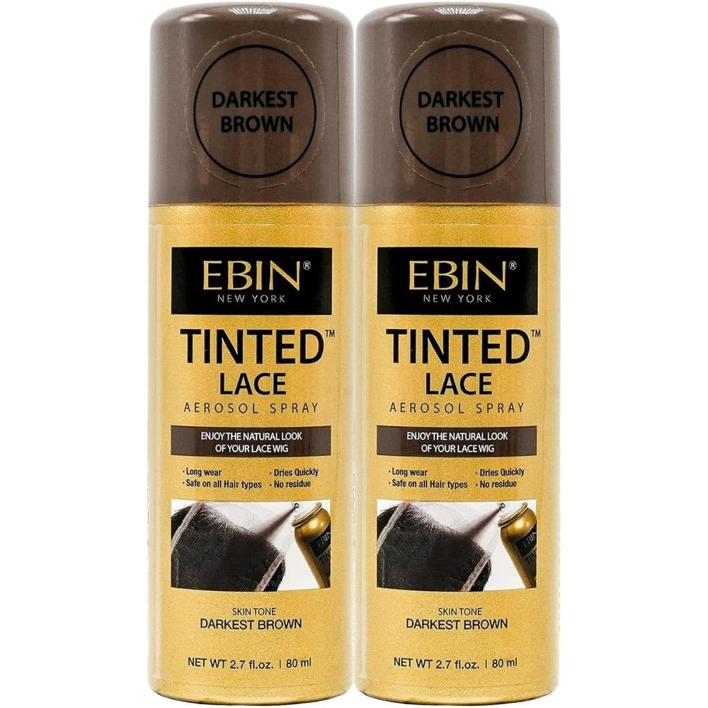 Ebin New York Lace Tint Spray twin pack front view showing the aerosol bottles.