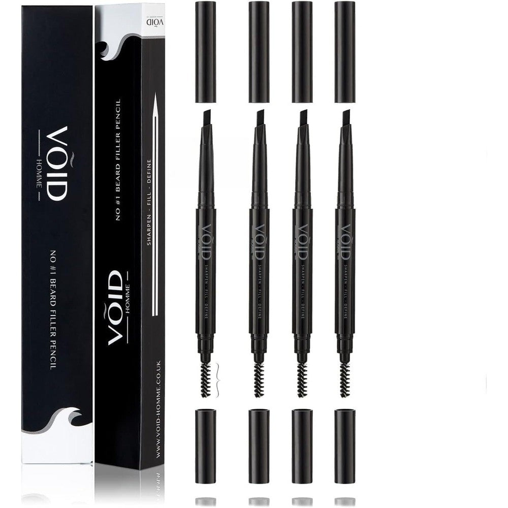 VOID Homme Gray Beard Pencil Filler front view showing packaging and dual-ended pencil design