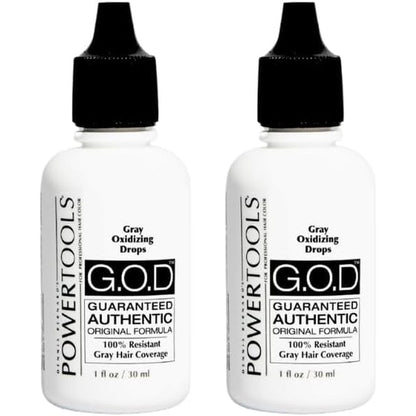 POWERTOOLS GOD Gray Oxidizing Drops front view bottle for salon gray hair coverage