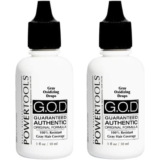 POWERTOOLS GOD Gray Oxidizing Drops front view bottle for salon gray hair coverage