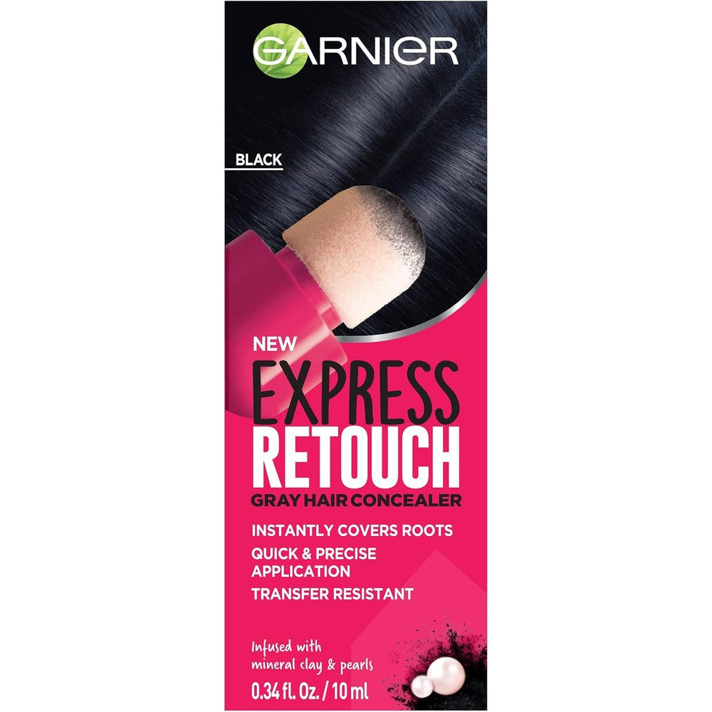 Garnier Express Retouch gray hair concealer black front view packaging
