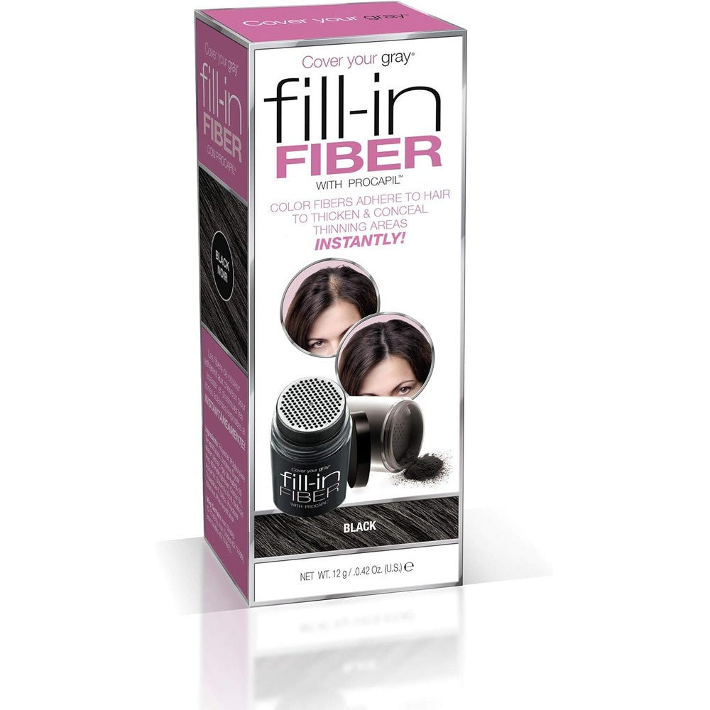Cover Your Gray Pro Fill-In Fibers Black front view packaging