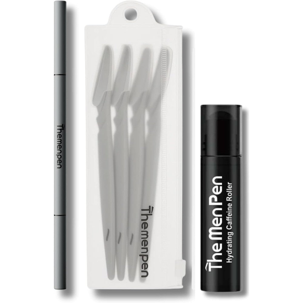 The Men Pen Refresher Kit front view of dark brown grooming set packaging